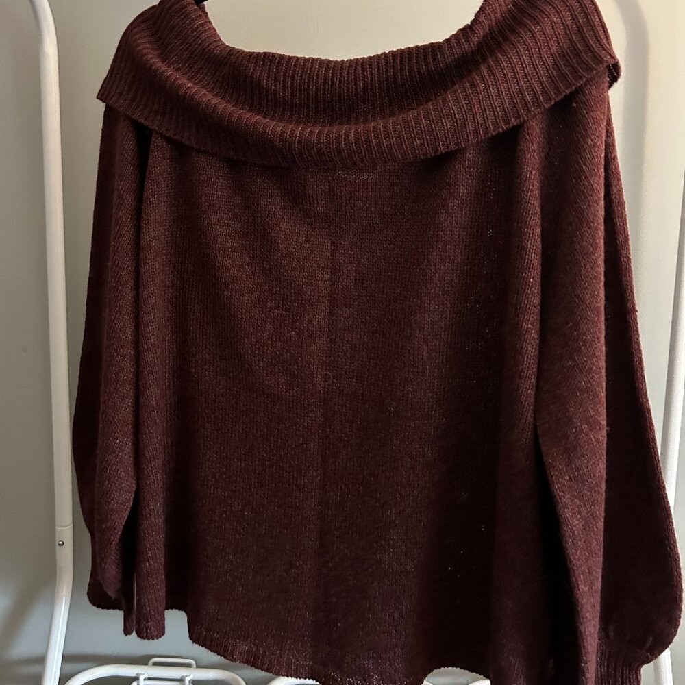 TOBI Betty Off Shoulder Sweater Color Wine Size Large